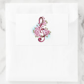 Musical treble clef notes with Sakura flowers 長方形シール (バッグ)