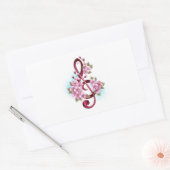 Musical treble clef notes with Sakura flowers 長方形シール (封筒)