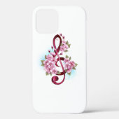 Musical treble clef notes with Sakura flowers Case-Mate iPhoneケース (裏面)