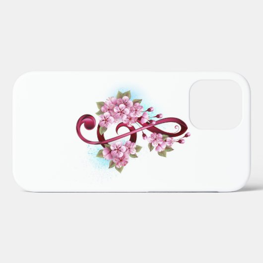 Musical treble clef notes with Sakura flowers Case-Mate iPhoneケース (裏面 (横))