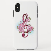Musical treble clef notes with Sakura flowers Case-Mate iPhoneケース (裏面)