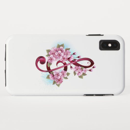 Musical treble clef notes with Sakura flowers Case-Mate iPhoneケース (裏面(横))