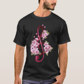 Musical treble clef notes with Sakura flowers Tシャツ (正面)