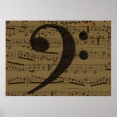 Musical Treble Clef Sheet Music Classic  ポスター (正面)