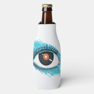 Musical vision: eye illustration with vinyl record ボトルクーラー