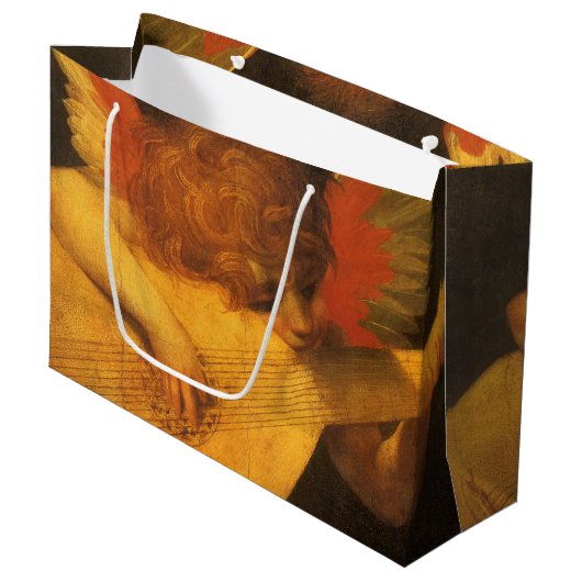 Musician Angel Playing Lute by Rosso Fiorentino ラージペーパーバッグ (正面アングル)