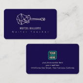 Musician Blue Business Card Guitar & Logo 名刺 (正面/裏面)