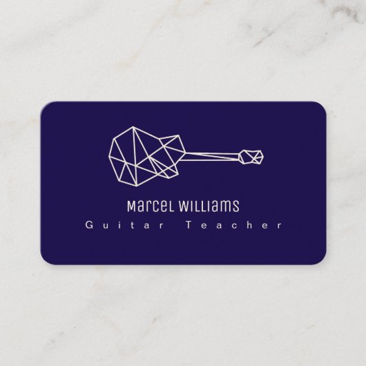 Musician Blue Business Card Guitar & Logo 名刺 (正面)
