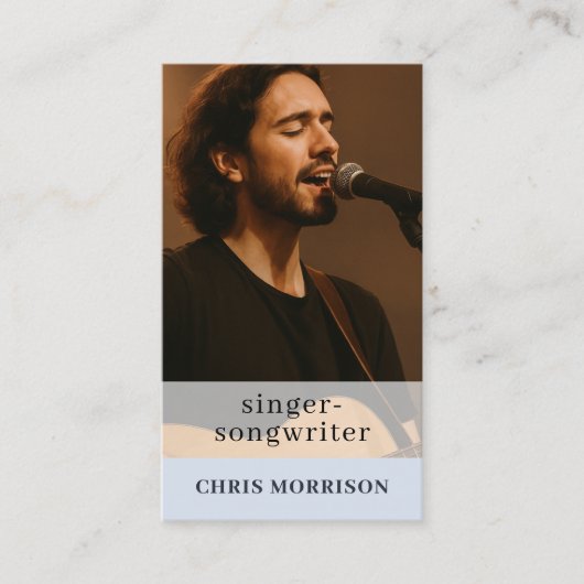 Musician Dusty Blue QR Code Business Card 名刺 (正面)