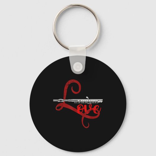 Musician Flutist Valentines Day Gift Orchestra Flu キーホルダー (正面)