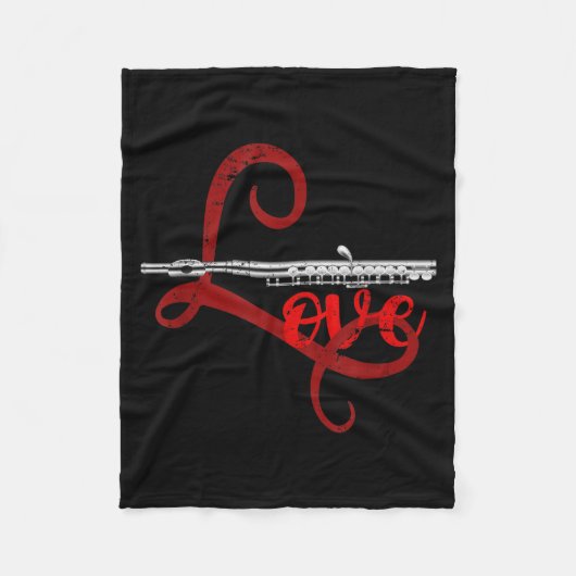 Musician Flutist Valentines Day Gift Orchestra Flu フリースブランケット (正面)