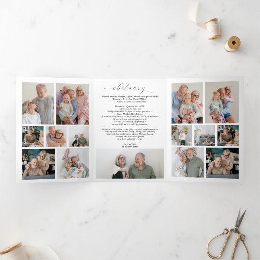 Musician Funeral Tri-Fold Program Template Piano 三つ折りプログラム (内部)