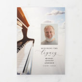 Musician Funeral Tri-Fold Program Template Piano 三つ折りプログラム (カバー)