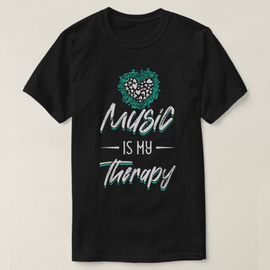 Musician Guitar & Drummer Music Is My Therapy Tシャツ (デザイン正面)