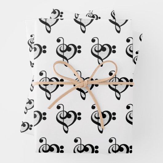Musician Music Note Pattern Heart ラッピングペーパーシート (インサイチュ)