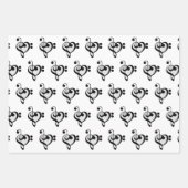 Musician Music Note Pattern Heart ラッピングペーパーシート (正面)
