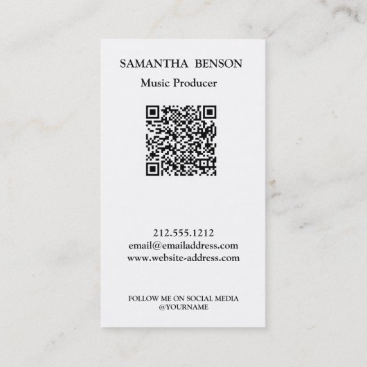 Musician Music Producer Gramophone QR Code 名刺 (裏面)