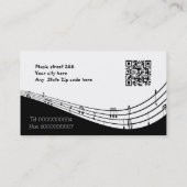 Musician music staff and QR code black 名刺 (裏面)