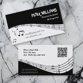 Musician music staff and QR code black 名刺