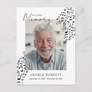 Musician Music Teacher Notes In Loving Memory インビテーションポストカード