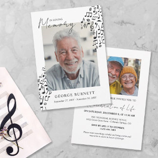 Musician Music Teacher Notes In Loving Memory 招待状