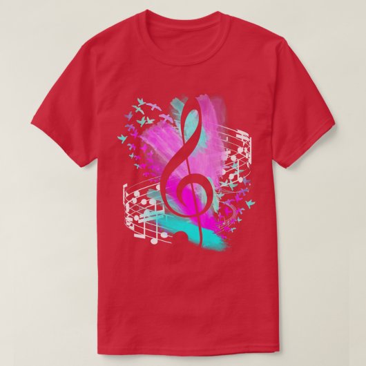 MusicianMusic LoverBird Loverカラフルな音楽ノート Tシャツ (デザイン正面)