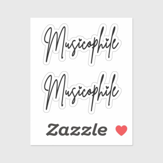 Musicophile Typo with Loveハートカスタム – カットビニル シール (シート)