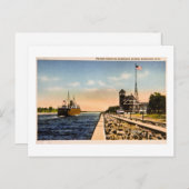 muskegon，ミシガン州，ムスケゴン港に入る汽船 ポストカード (正面/裏面)