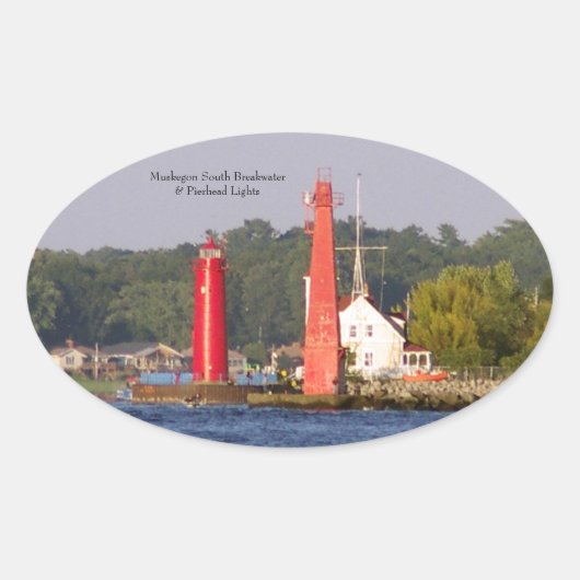Muskegon Entrance Lightsシール 楕円形シール (正面)