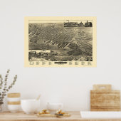 Muskegon, MIパノラママップ – 1889 ポスター (キッチン)