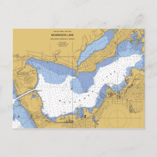 Muskegon, MI 航海の Harbor Chart ポストカード (正面)