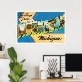 Muskegon Michigan MIオールドヴィンテージ旅行記念品 ポスター (ホームオフィス)