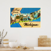 Muskegon Michigan MIオールドヴィンテージ旅行記念品 ポスター (キッチン)