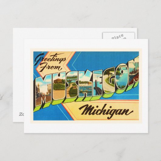 Muskegon Michigan MIオールドヴィンテージ旅行記念品 ポストカード (正面/裏面)