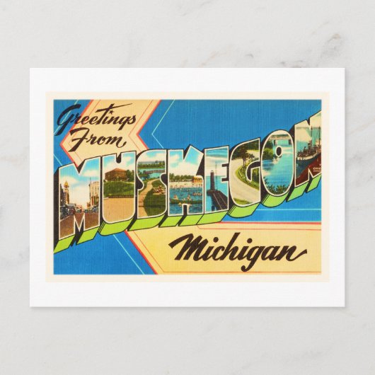 Muskegon Michigan MIオールドヴィンテージ旅行記念品 ポストカード (正面)