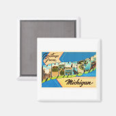 Muskegon Michigan MIオールドヴィンテージ旅行記念品 マグネット (正面/裏面)
