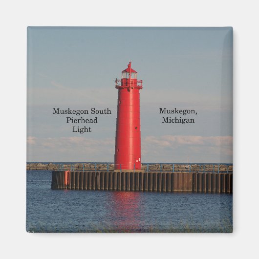 Muskegon South Pierheadライトマグネット マグネット (正面)