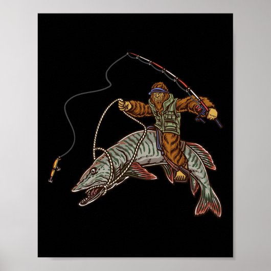 Muskie Fishing Tiger Musky Hunting Bigfoot Fisherm ポスター (正面)