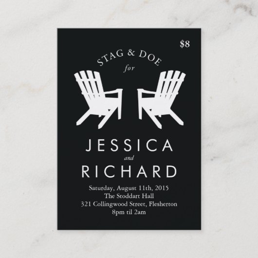 Muskokaの椅子の雄鹿および雌ジカは//の黒及び白に札をつけます 名刺 (正面)