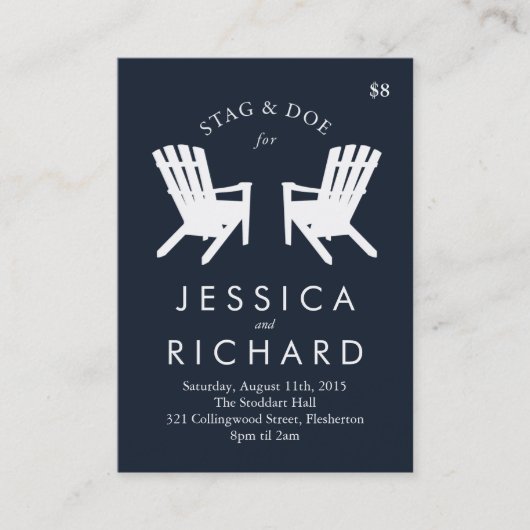 Muskokaの椅子の雄鹿および雌ジカは//海軍に札をつけます 名刺 (正面)