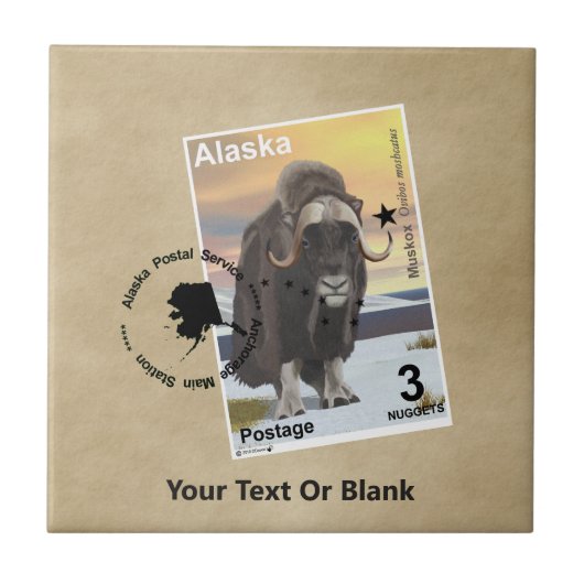 Muskox - Alaska Postage タイル (正面)