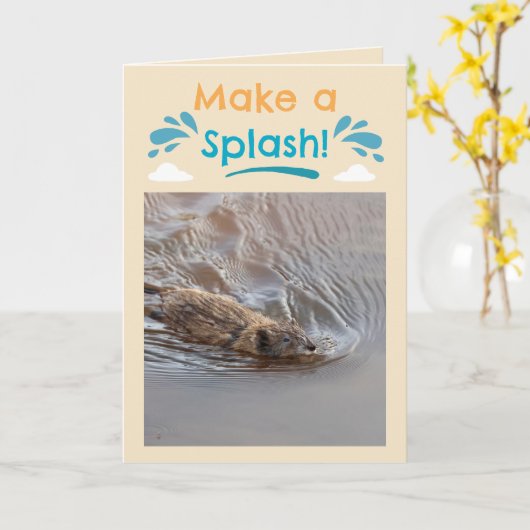 Muskrat Folded Birthday Card カード (黄色い花)