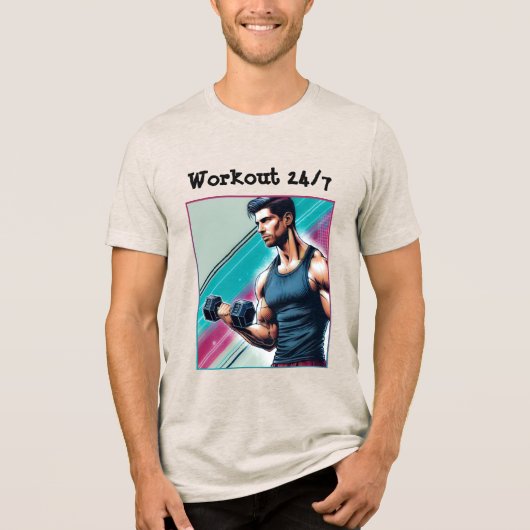 Muskulöser Mann mit einer Hantel トライブレンドTシャツ (正面)