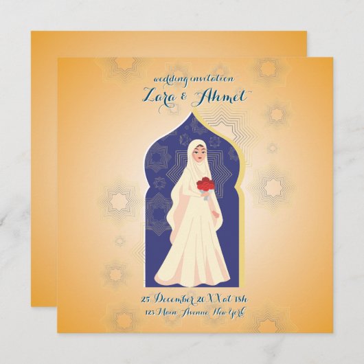 Muslim bachelorette 招待状 (正面/裏面)