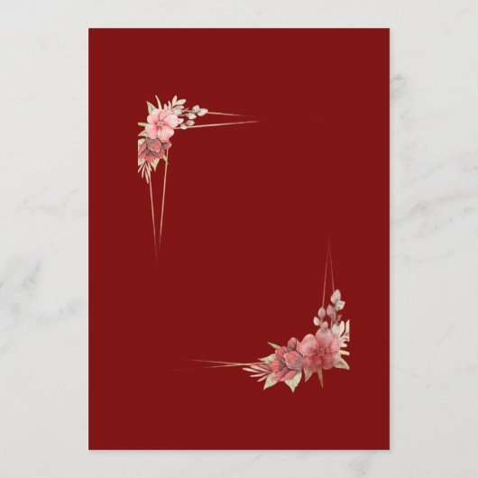 Muslim floral wedding invitation Nikkah invite 招待状 (裏面)