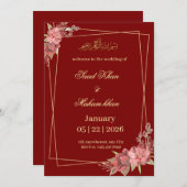 Muslim floral wedding invitation Nikkah invite 招待状 (正面/裏面)