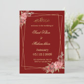 Muslim floral wedding invitation Nikkah invite 招待状 (スタンド正面)
