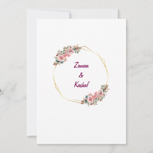 Muslim wedding invitation Floral Nikkah invitation 招待状 (裏面)