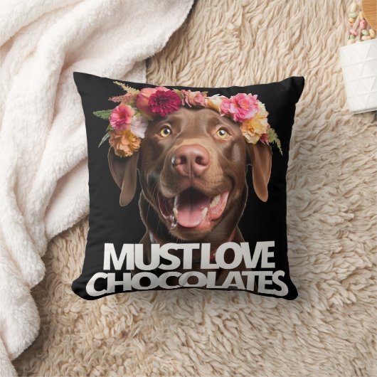 Must Love Chocolates brown labrador retriever クッション (ブランケット)