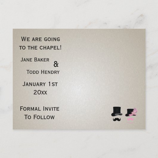 MustacheとTop Hatは日付カードを保存 案内ポストカード (裏面)